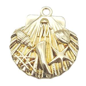 copper pendant, shelled, gold plated, approx 25mm [FN14698]