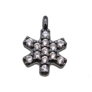 copper flower pendant paved zircon, black plated, approx 7-9mm [FN14734]