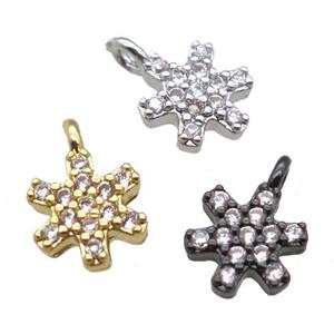 copper flower pendant paved zircon, mixed color, approx 7-9mm [FN14735]