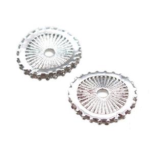 copper beads spacer paved zircon, circle, platinum plated, approx 9-10mm [FN14742]