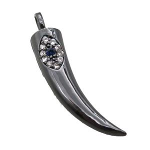 copper horn pendant paved zircon, black plated, approx 6-25mm [FN14759]