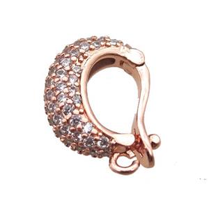 copper pendant bail paved zircon, rose gold, approx 12-17mm [FN14774]
