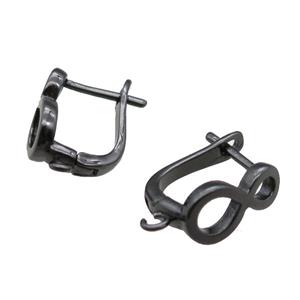 copper Latchback Earrings, infinity, black plated, approx 13-16mm [FN14780]