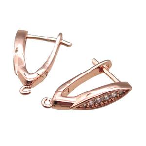 copper Latchback Earrings pave zircon, rose gold, approx 10-19mm [FN14783]