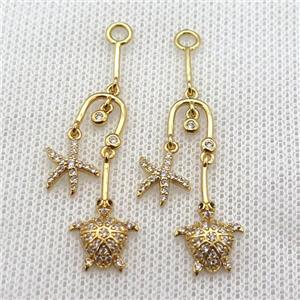 copper pendant paved zircon, gold plated, approx 15-40mm [FN14804]