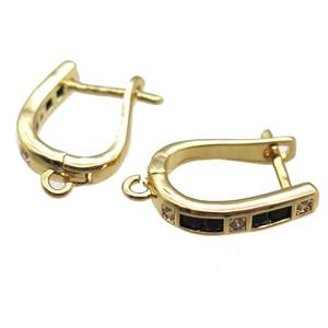 copper Latchback Earrings paved zircon, gold plated, approx 12-16mm [FN14812]