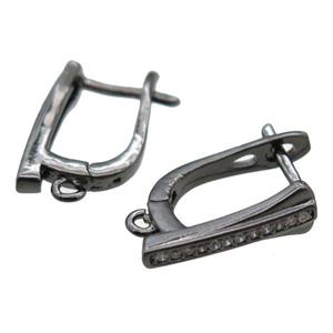 copper Latchback Earrings paved zircon, black plated, approx 10-16mm [FN14821]