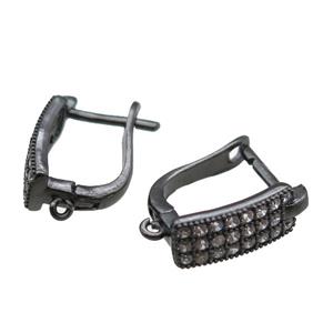 copper Latchback Earrings paved zircon, black plated, approx 10-16mm [FN14825]