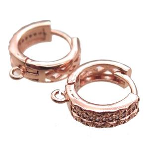 copper Hoop Earrings paved zircon, rose gold, approx 14mm dia [FN14836]