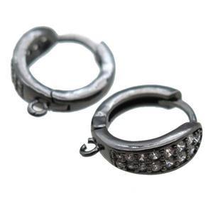 copper Hoop Earrings paved zircon, black plated, approx 16mm dia [FN14841]