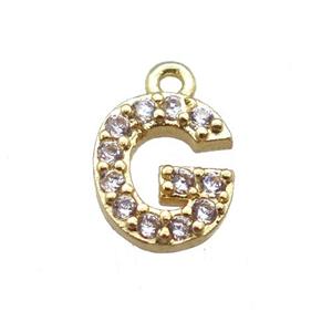 copper letter-G pendant paved zircon, gold plated, approx 5-8mm [FN14870]