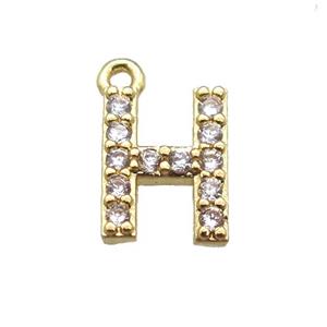 copper letter-G pendant paved zircon, gold plated, approx 5-8mm [FN14871]