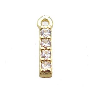 copper letter-I pendant paved zircon, gold plated, approx 5-8mm [FN14872]