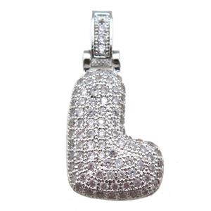 copper letter-L pendant paved zircon, platinum plated, approx 14-20mm [FN14911]