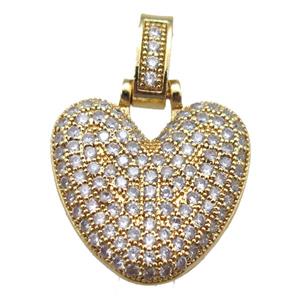 copper letter-V pendant paved zircon, gold plated, approx 14-20mm [FN14947]