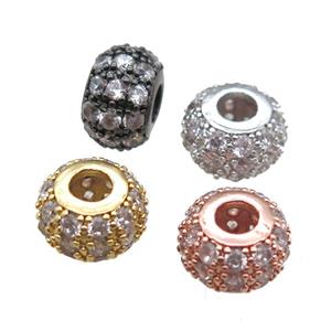 copper beads paved zircon, rondelle, mixed color, approx 6x10mm [FN14957]
