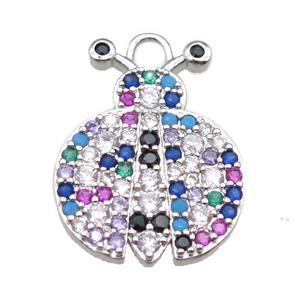 copper beetle pendant paved zircon, platinum plated, approx 17-22mm [FN14966]