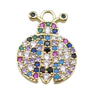 copper beetle pendant paved zircon, gold plated, approx 17-22mm [FN14967]
