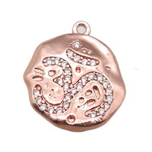copper pendant paved zircon, rose gold, approx 17-18mm [FN14971]