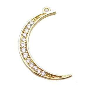 copper moon pendant paved zircon, gold plated, approx 14-20mm [FN14980]