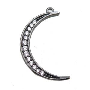 copper moon pendant paved zircon, black plated, approx 14-20mm [FN14982]