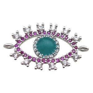 copper eye connector paved zircon, platinum plated, approx 16-22mm [FN14996]
