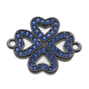 copper clover connector paved zircon, black plated, approx 16mm [FN15001]