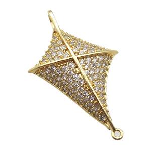 copper connector paved zircon, gold plated, approx 20-26mm [FN15007]