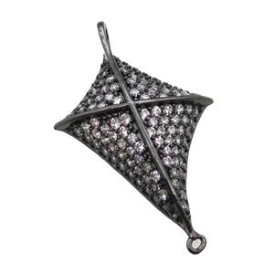 copper connector paved zircon, black plated, approx 20-26mm [FN15009]
