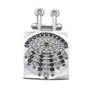 copper pendant paved zircon, platinum plated, approx 12-22mm [FN15011]