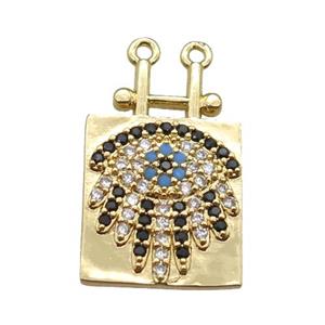 copper eye pendant paved zircon, gold plated, approx 12-22mm [FN15014]