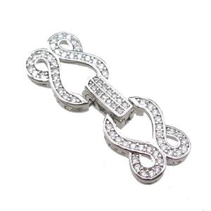 copper connector paved zircon, platinum plated, approx 12-33mm [FN15015]
