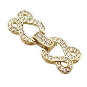 copper connector paved zircon, gold plated, approx 12-33mm [FN15016]