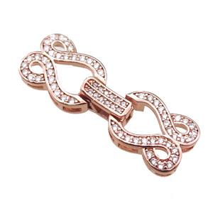 copper connector paved zircon, rose gold, approx 12-33mm [FN15017]