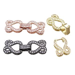 copper connector linker paved zircon, mixed color, approx 12-33mm [FN15019]