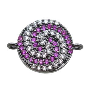 copper circle connector paved zircon, black plated, approx 13mm dia [FN15025]