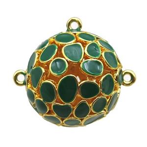 copper pendant bail, green Enameling, gold plated, approx 20mm dia [FN15031]