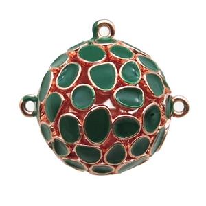 copper pendant bail, green Enameling, rose gold, approx 20mm dia [FN15032]