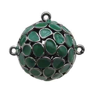 copper pendant bail, green Enameling, black plated, approx 20mm dia [FN15033]