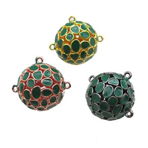 copper pendant bail, green Enameling, mixed, approx 20mm dia [FN15034]