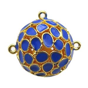 copper pendant bail, blue Enameling, gold plated, approx 20mm dia [FN15036]