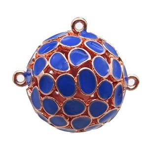copper pendant bail, blue Enameling, rose gold, approx 20mm dia [FN15037]