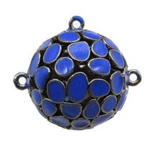 copper pendant bail, blue Enameling, black plated, approx 20mm dia [FN15038]