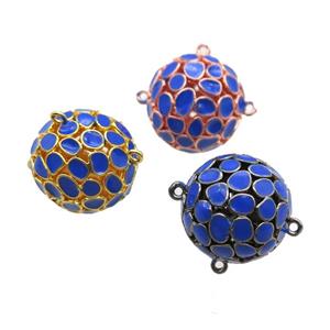 copper pendant bail, blue Enameling, mixed, approx 20mm dia [FN15039]