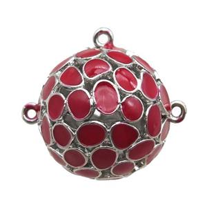 copper pendant bail, red Enameling, platinum plated, approx 20mm dia [FN15040]
