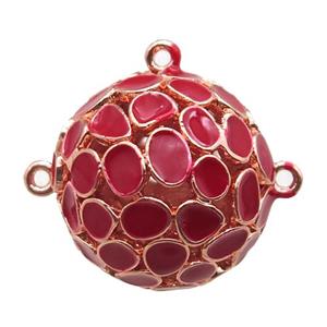 copper pendant bail, red Enameling, rose gold, approx 20mm dia [FN15042]