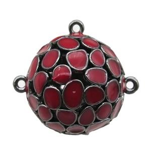 copper pendant bail, red Enameling, black plated, approx 20mm dia [FN15043]