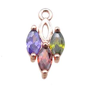 copper pendant paved zircon, rose gold, approx 8x12mm [FN15047]