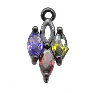 copper pendant paved zircon, black plated, approx 8x12mm [FN15048]