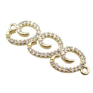 copper connector paved zircon, gold plated, approx 10-28mm [FN15062]